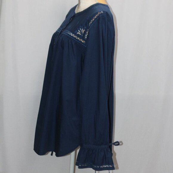 Loft Dark Navy Boho Puff Long Sleeve Top - Picture 3 of 11